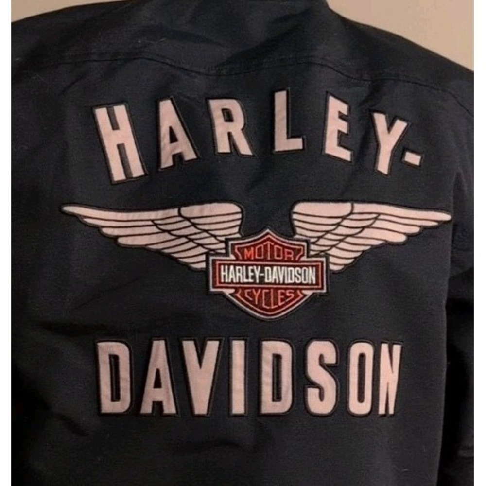 Harley Davidson Jacket Mens Med Black HDMC Riding Motorcycle Biker Flannel Lined - Picture 6 of 8